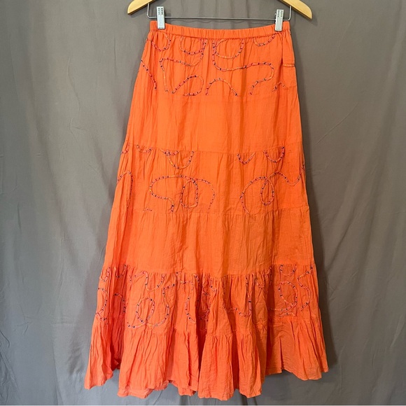 Solitaire‎ by Ravi Khosla NWT Orange Prairie Skirt | 100% Cotton, Size Medium - Picture 4 of 12